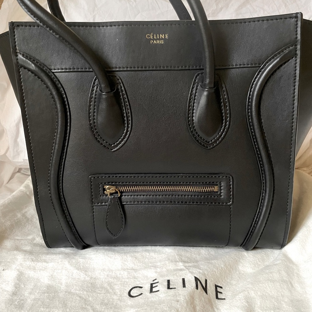 Celine bag black leather full-size with dust bag